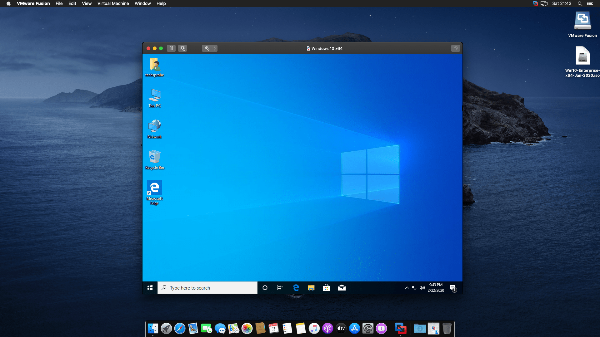 vmware macos on windows 10